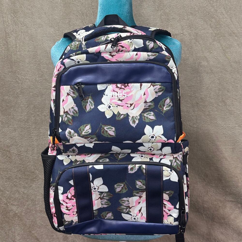 YH&GS Floral Laptop Backpack Navy Pink USB Charging Port Travel School Bag